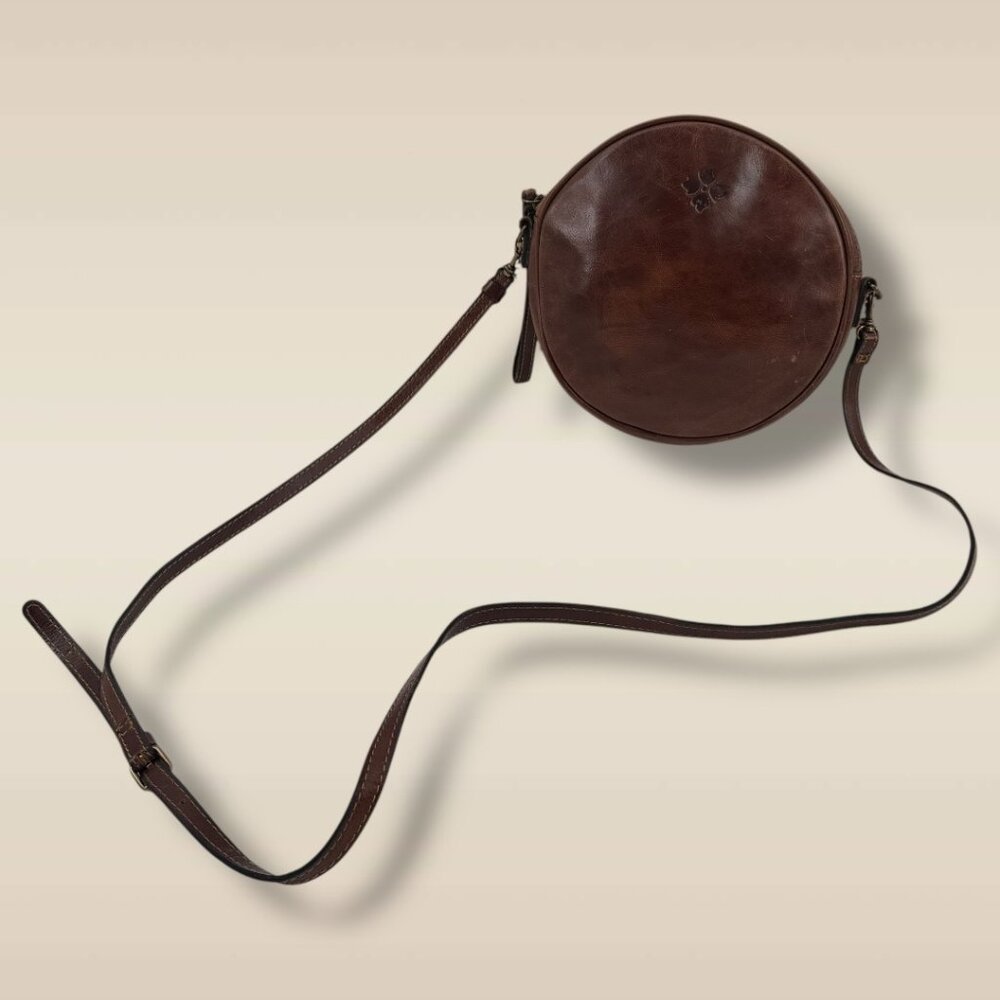 Patricia Nash Devonia Brown Leather Round‎ Crossbody Bag